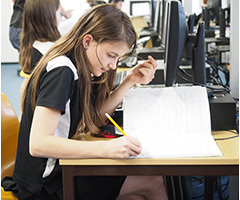 Students working in the computer rooms